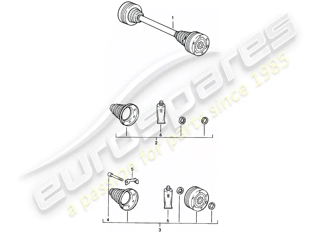 porsche 1981 (924) drive shaft parts diagram