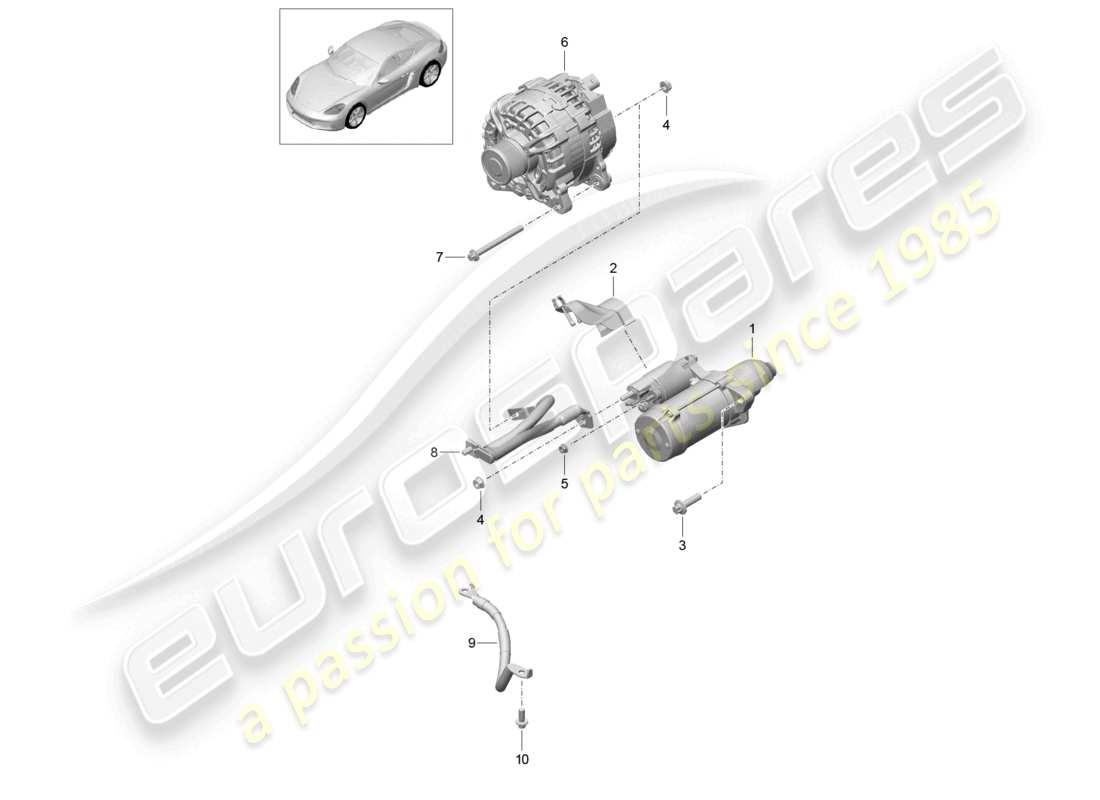 porsche 2025 (718 cayman) starter alternator earth line part diagram
