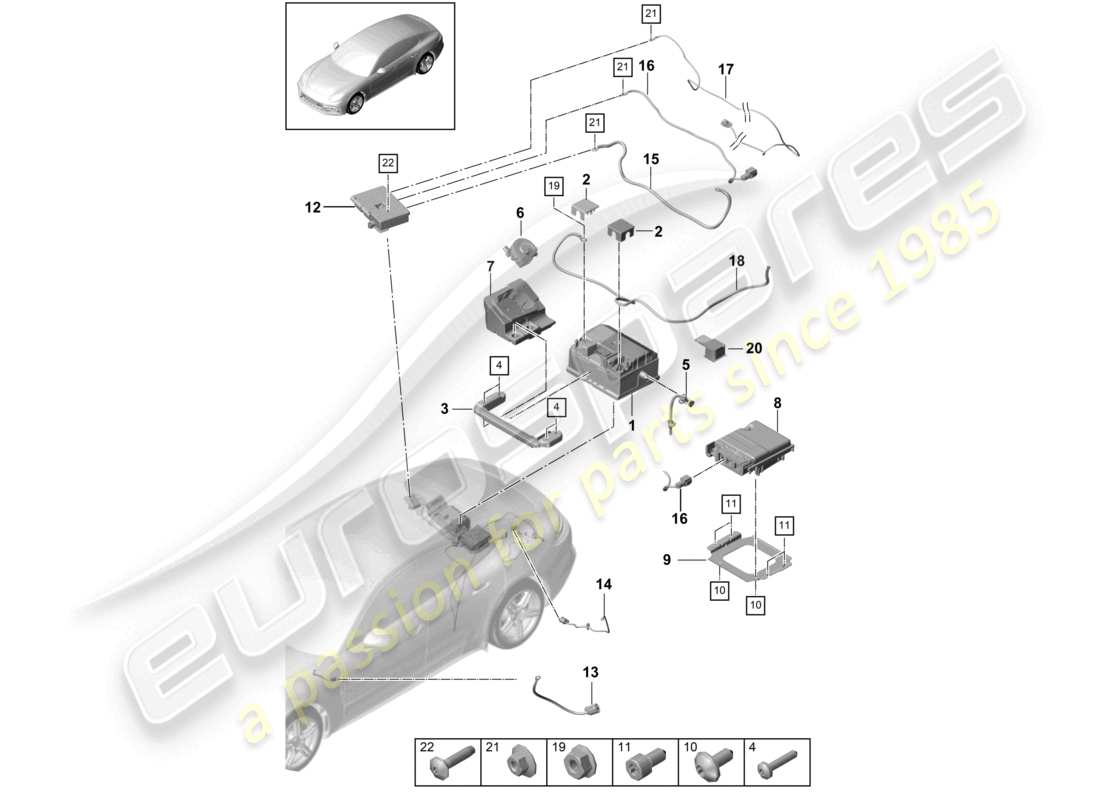 porsche 2021 (panamera 971-1) battery 48 volts parts diagram