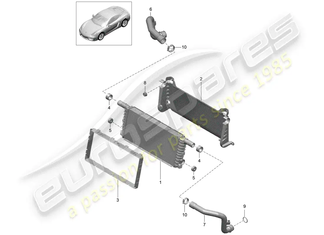 porsche 2014 (981 cayman) radiator parts diagram