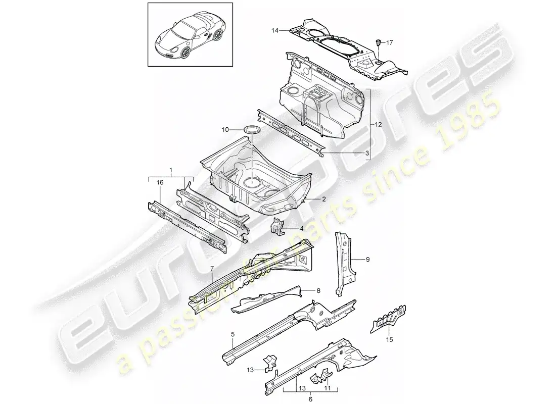 porsche 2011 (987 boxster) front end parts diagram