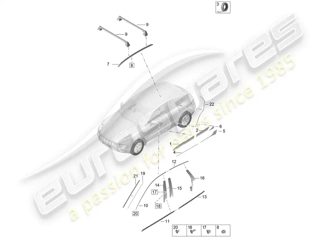 porsche 2019 (macan) bezel parts diagram