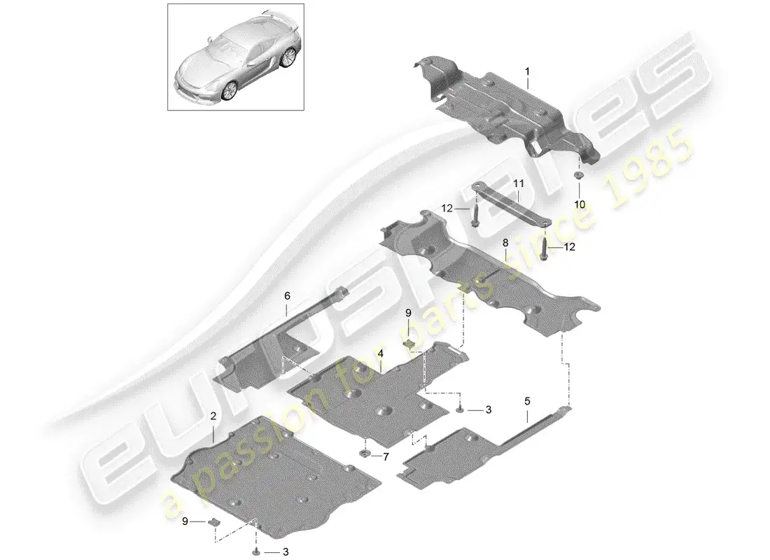 porsche 2016 (981 cayman gt4) lining part diagram