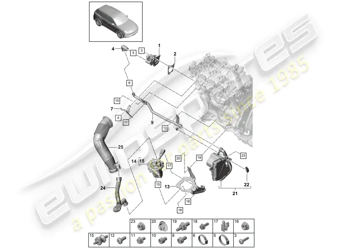 porsche 2019 (cayenne e3 9ya/9yb) exhaust emission control sys- parts diagram
