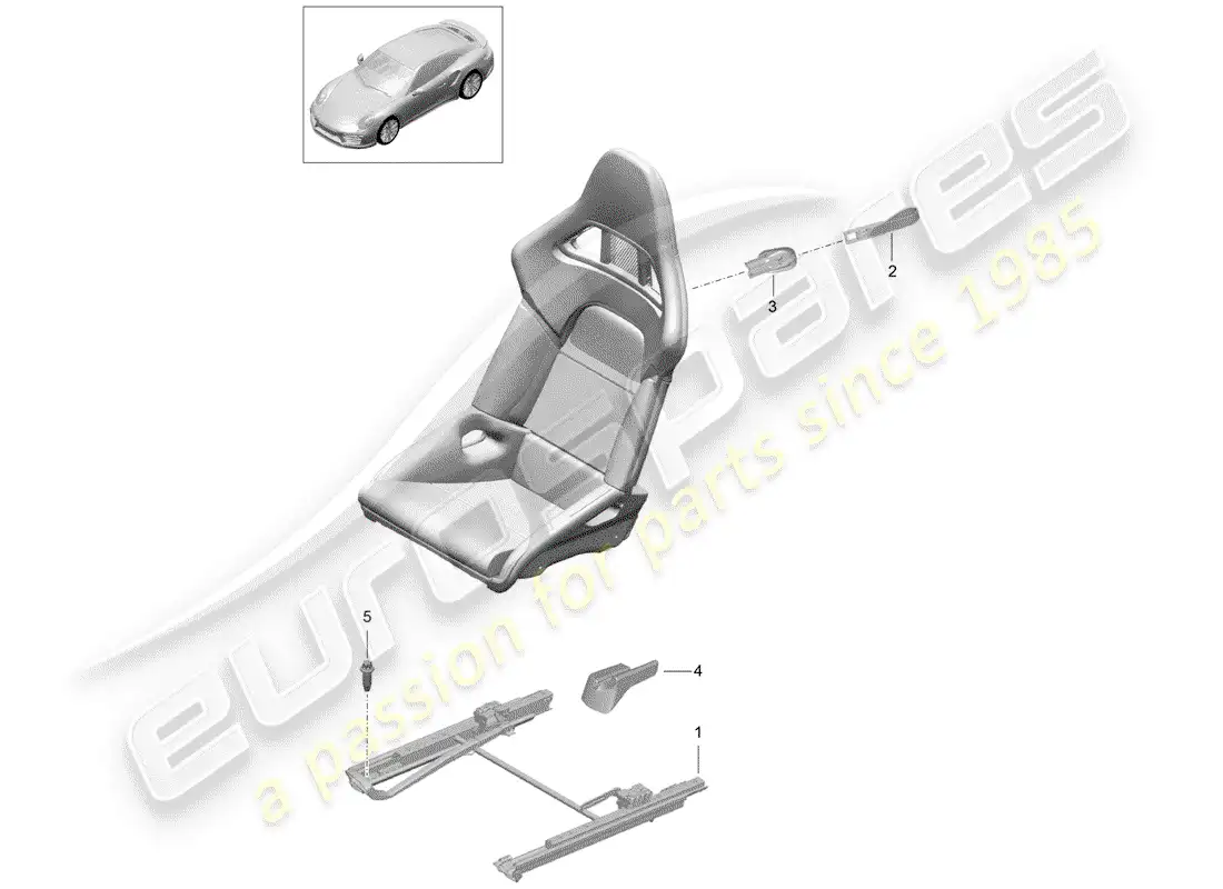 porsche 2019 (991-2 turbo) seat parts diagram
