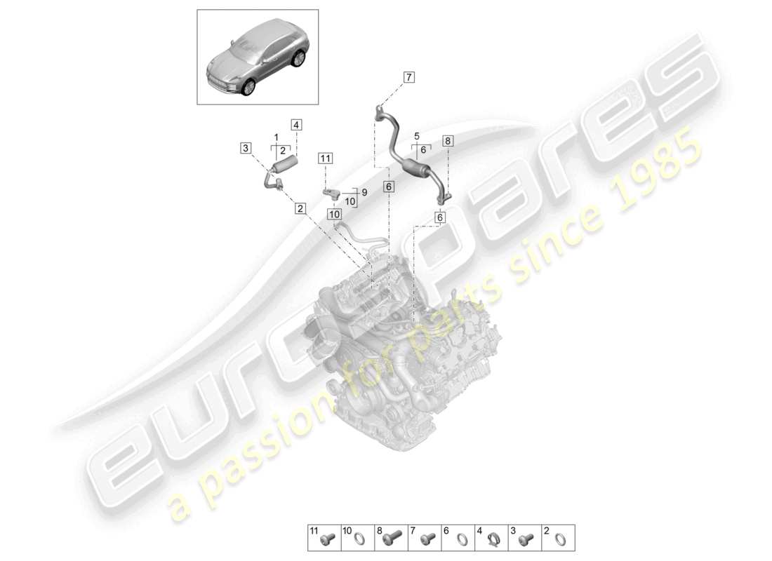 porsche 2021 (macan) coolant cooling system for turbocharger parts diagram