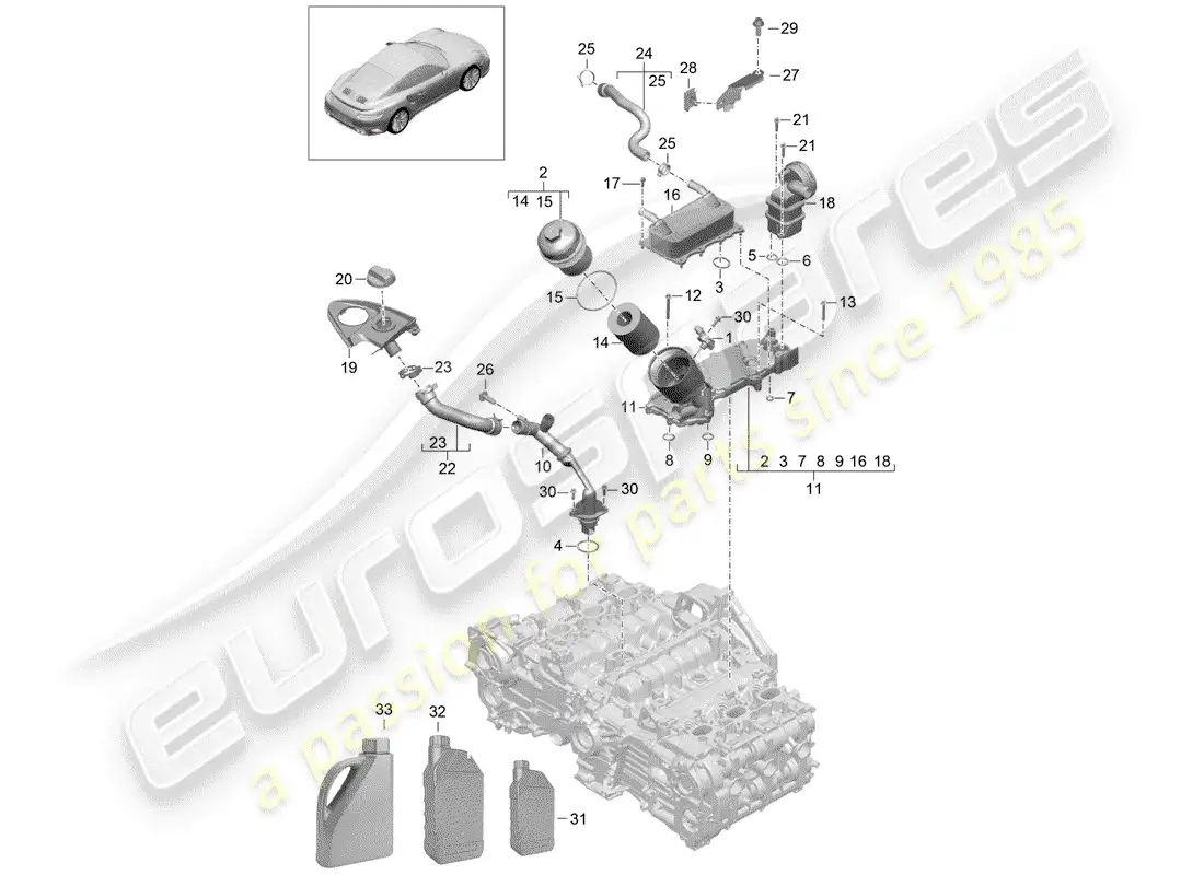 porsche 2017 (991-2 turbo) oil filter part diagram