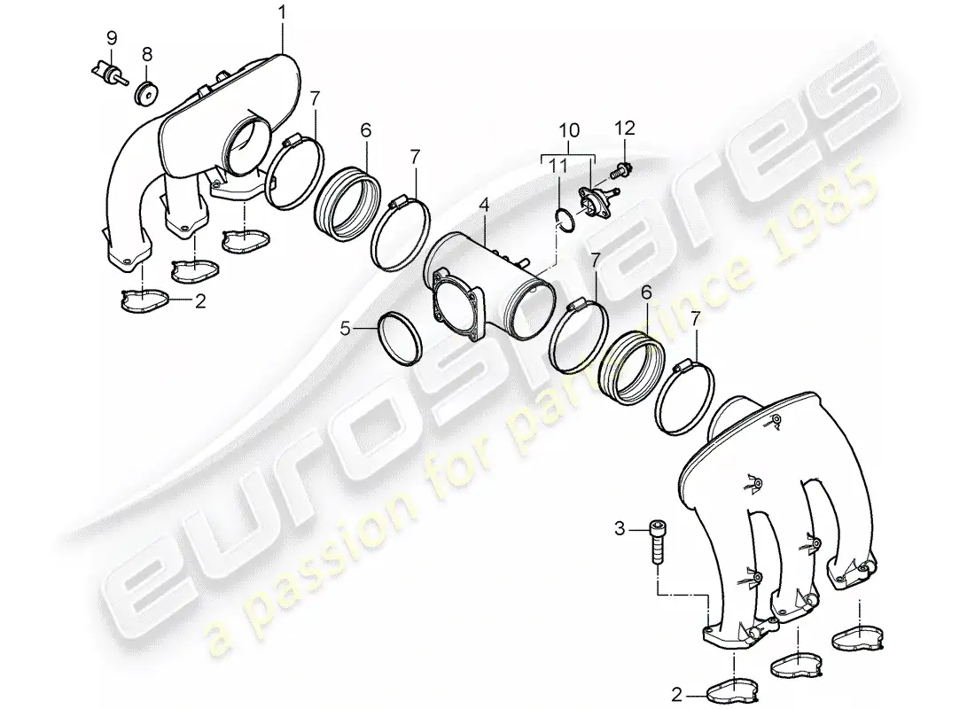 porsche 2009 997-2 turbo / gt2 intake air distributor parts diagram