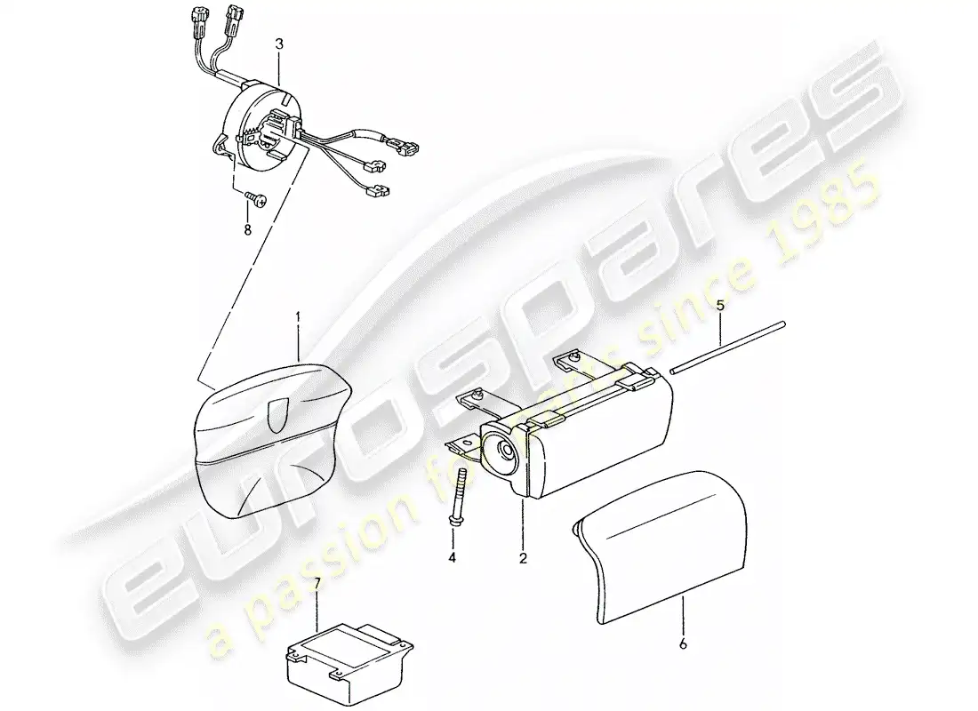 porsche 2003 (986 boxster) airbag part diagram