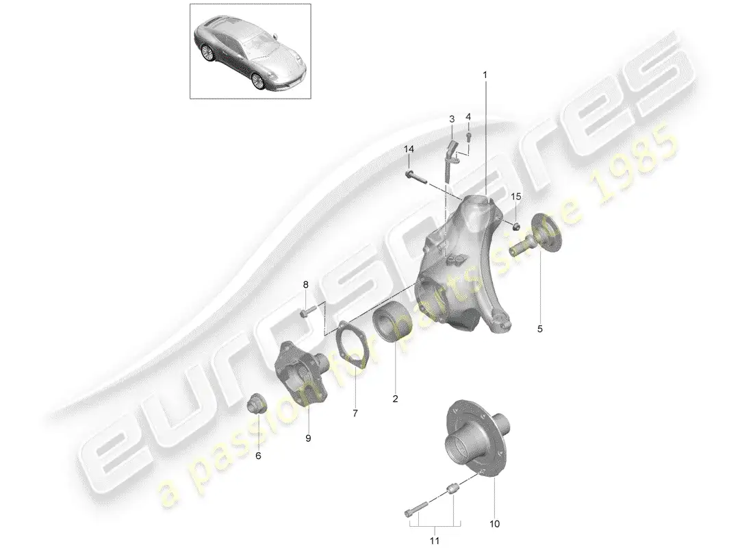 porsche 2020 (991-2) wheel carrier parts diagram