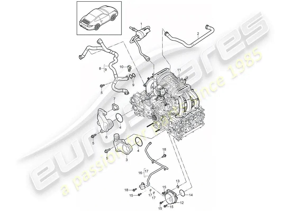 porsche 2010 (997-2) crankcase parts diagram