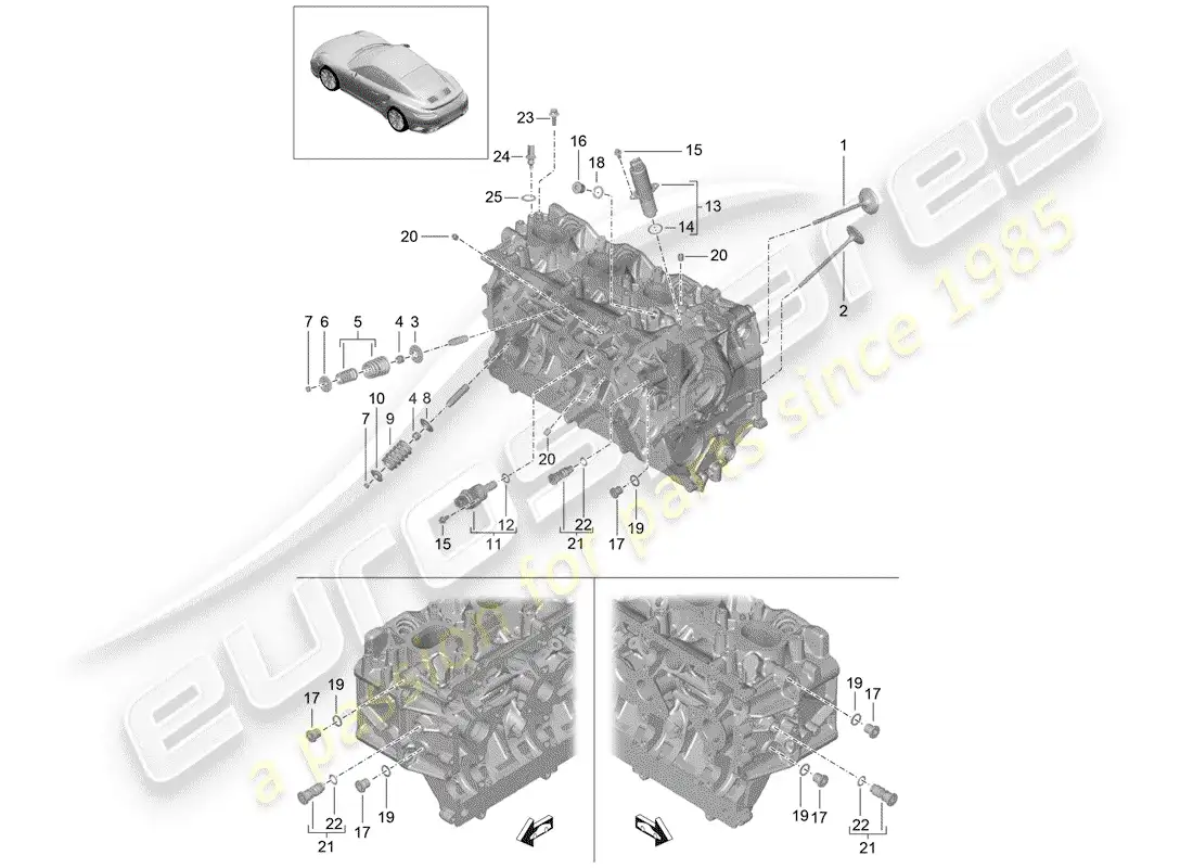 porsche 2014 (991-1 turbo) cylinder head parts diagram