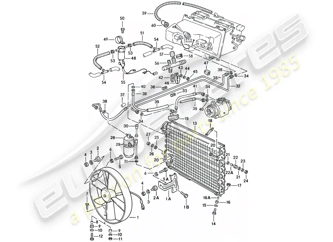 porsche 1982 (928) for - m 573 - lines - fan parts diagram