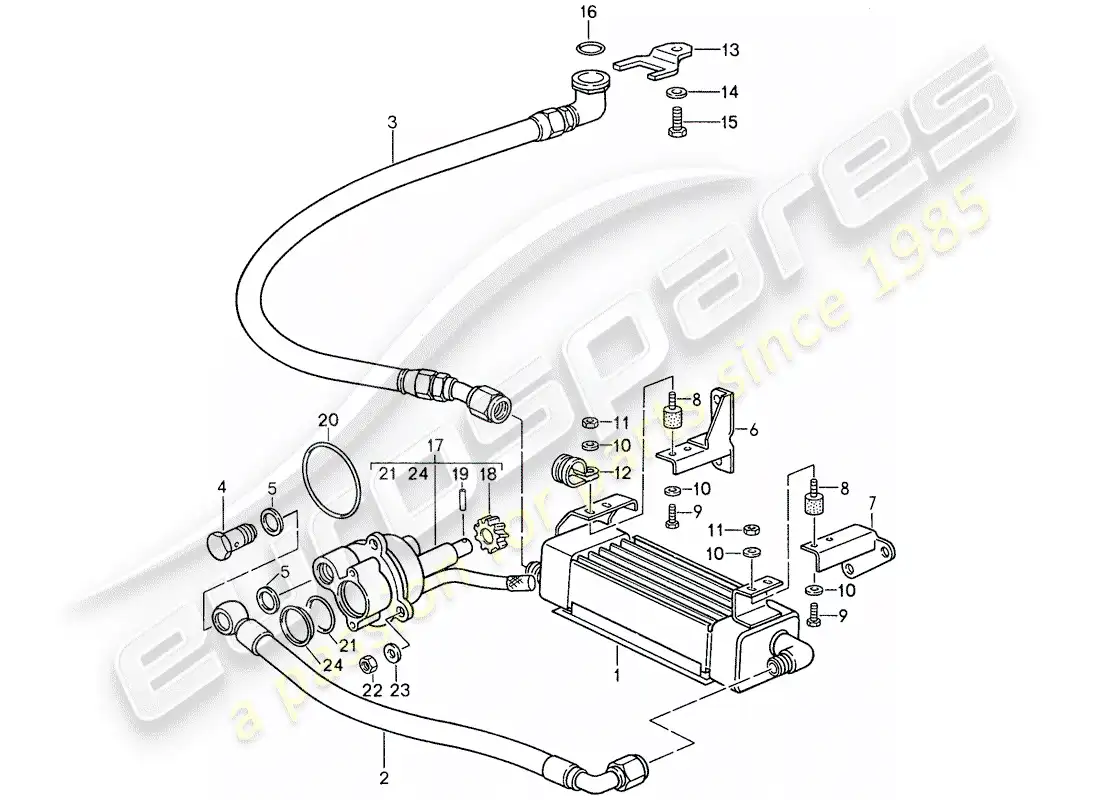 porsche 1987 (959) gear oil cooler - oil pump parts diagram