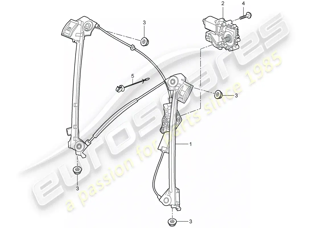porsche 2006 (987 boxster) window regulator parts diagram