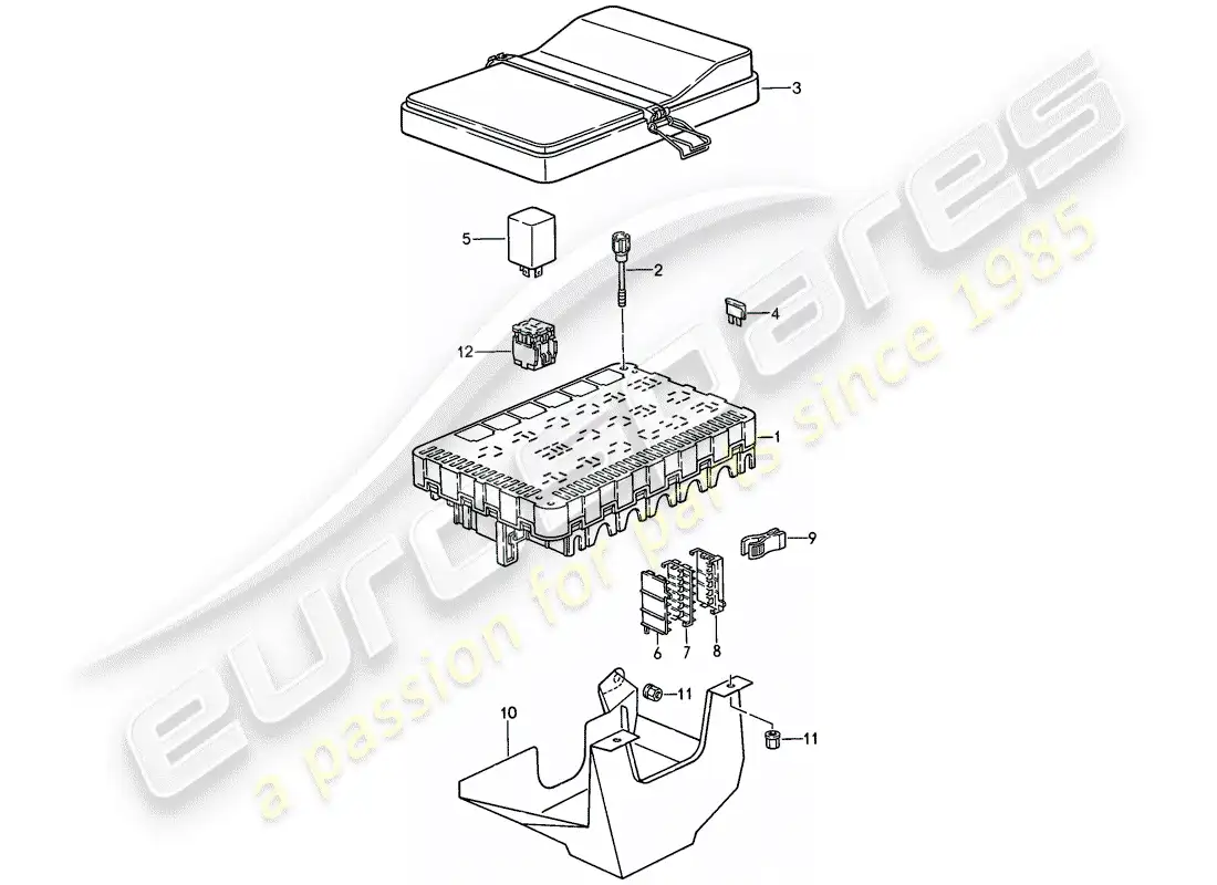 porsche 1986 (944) fuse box/relay plate parts diagram