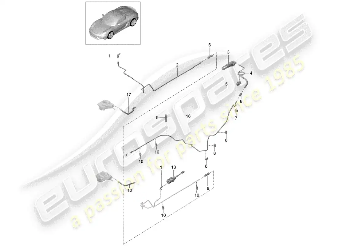 porsche 2016 (981 boxster spyder) hydraulic clutch parts diagram