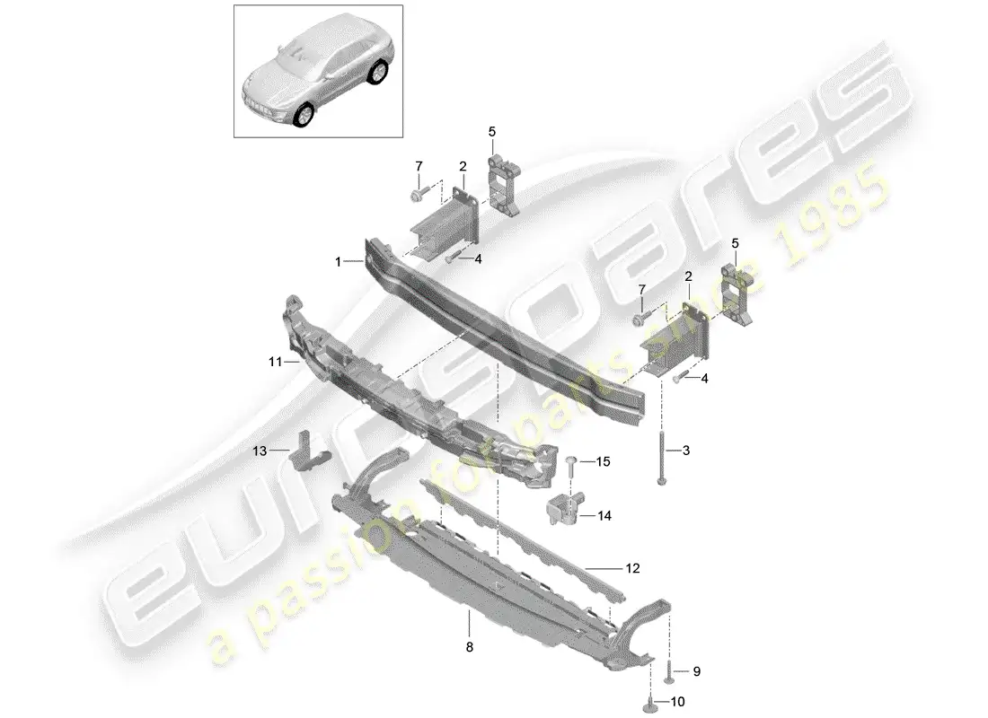 porsche 2017 (macan) bumper bracket parts diagram