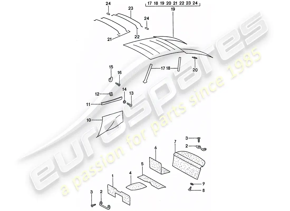 porsche 1974 (911) lining parts diagram