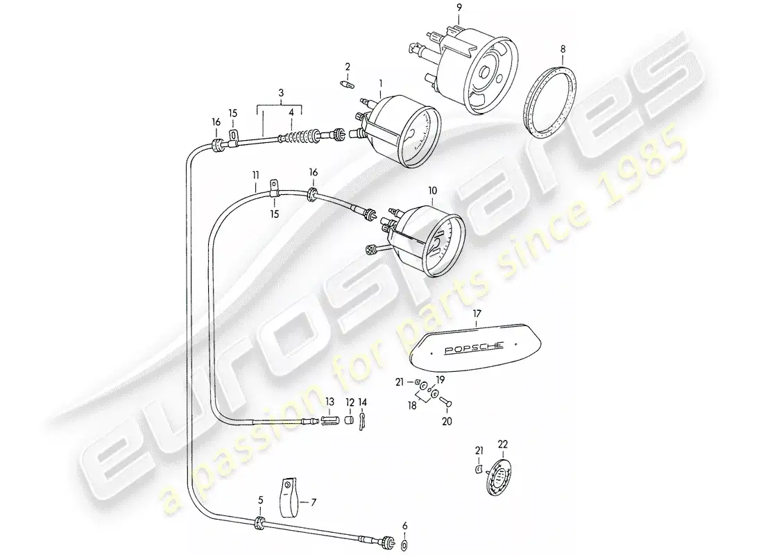 porsche 1952 (356/356a) instruments parts diagram