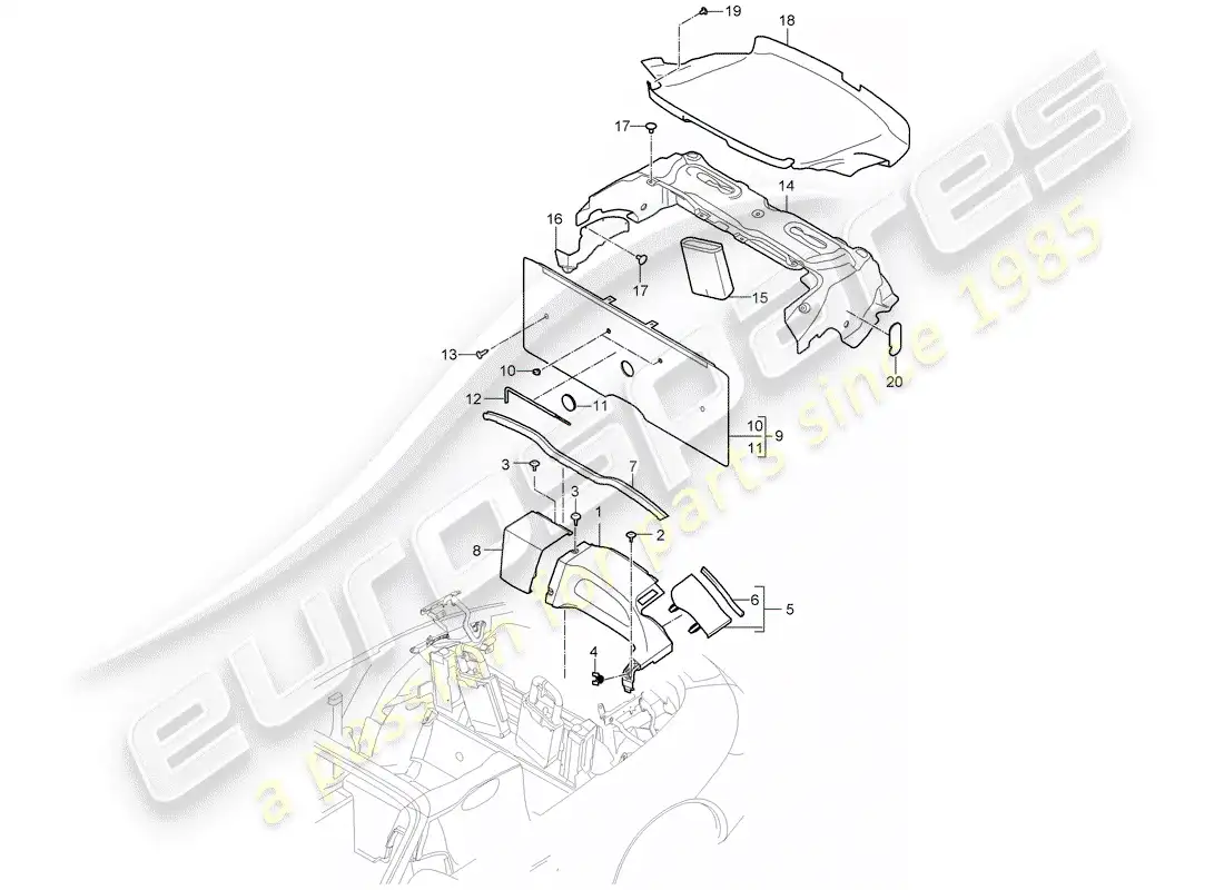 porsche 2010 (997-2) trims parts diagram