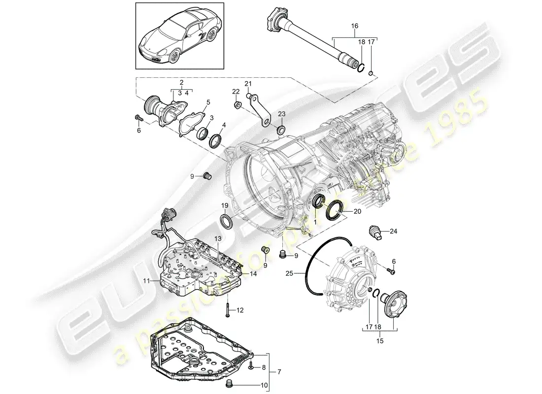 porsche 2009 (987 cayman) - pdk - parts diagram