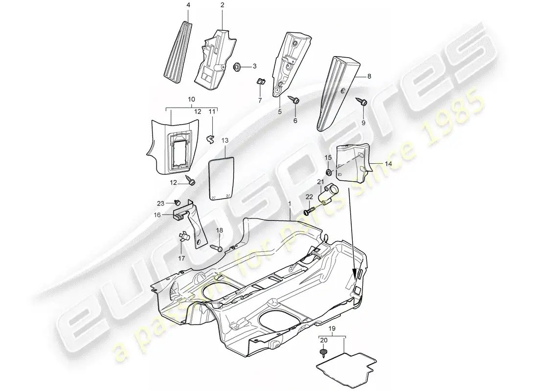 porsche 2007 (987 boxster) interior equipment parts diagram