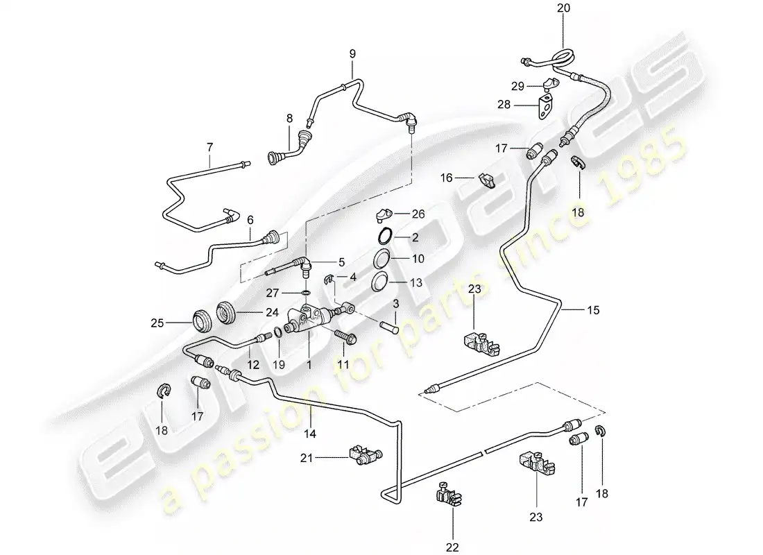 porsche 2007 (987 boxster) hydraulic clutch part diagram