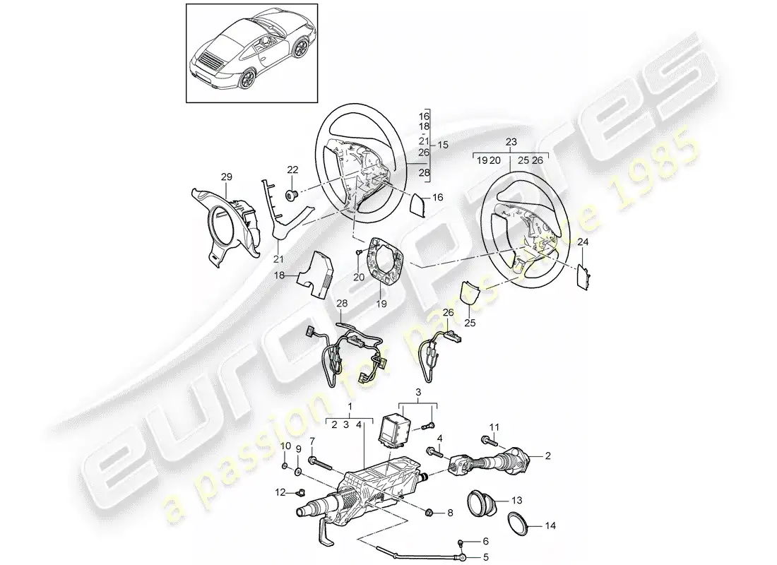 porsche 2012 (997-2) steering protective pipe parts diagram