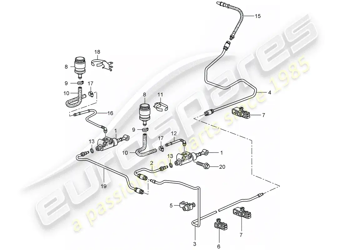 porsche 2009 997-2 turbo / gt2 hydraulic clutch parts diagram