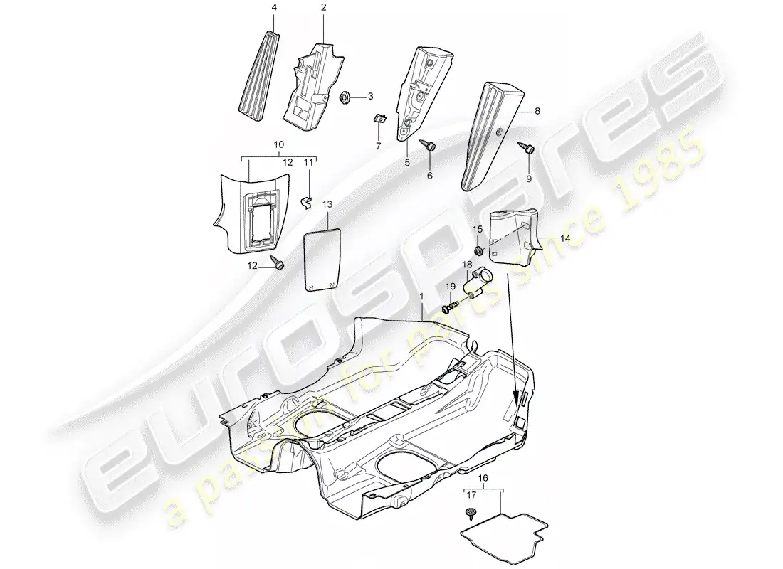 porsche 2009 997-2 turbo / gt2 floor cover parts diagram