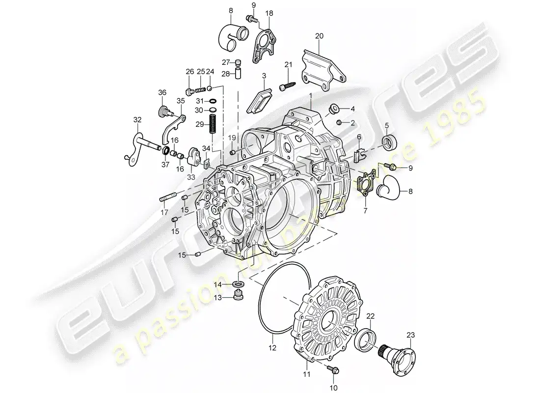 porsche 2009 997-2 turbo / gt2 transmission case parts diagram