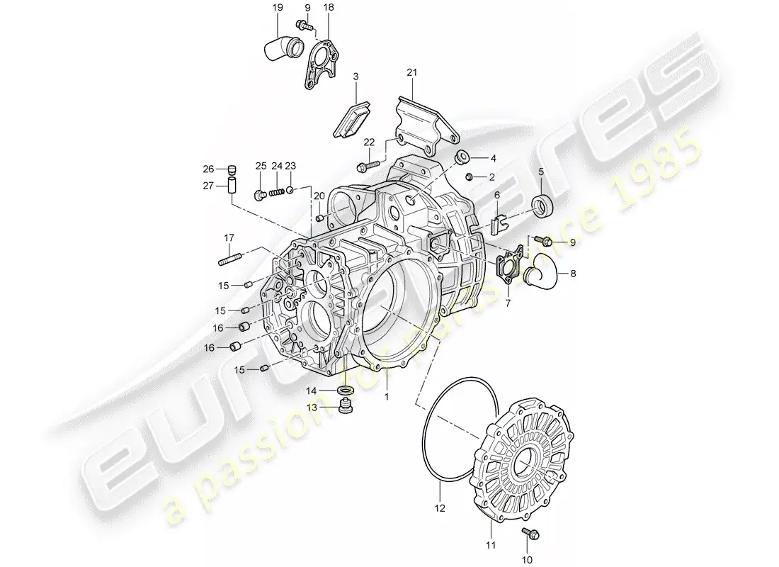porsche 2011 (997-2 gt3) transmission case parts diagram