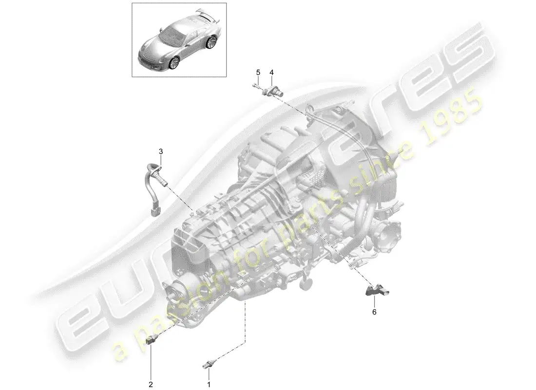 porsche 2017 (991-2 r/gt3/rs) manual gearbox parts diagram