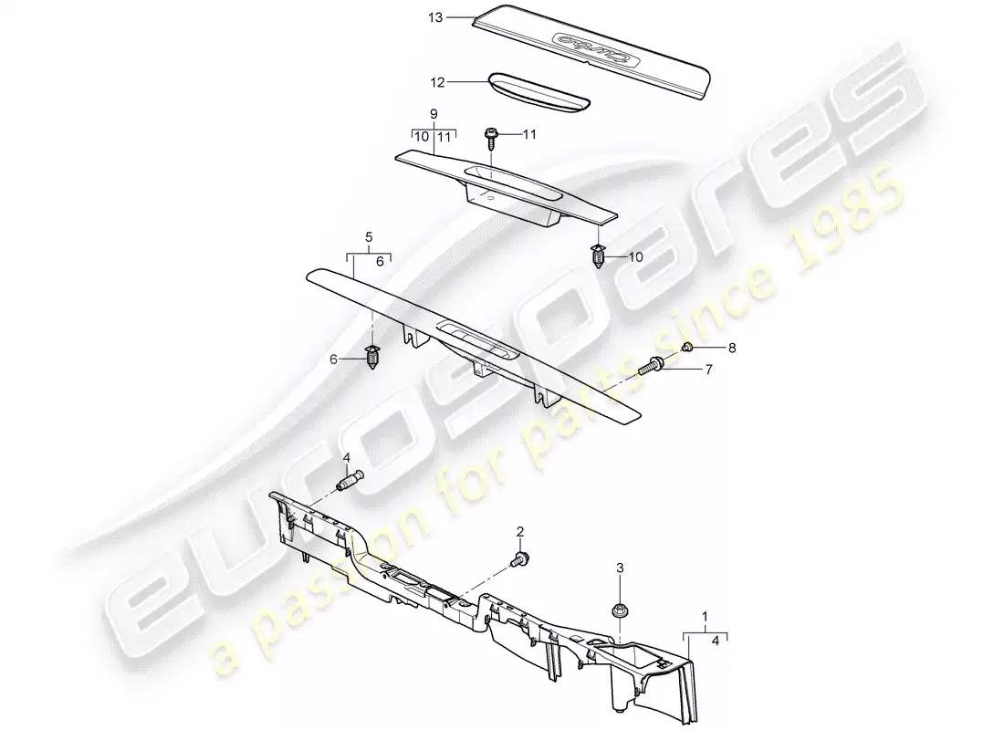 porsche 2009 997-2 turbo / gt2 lining parts diagram