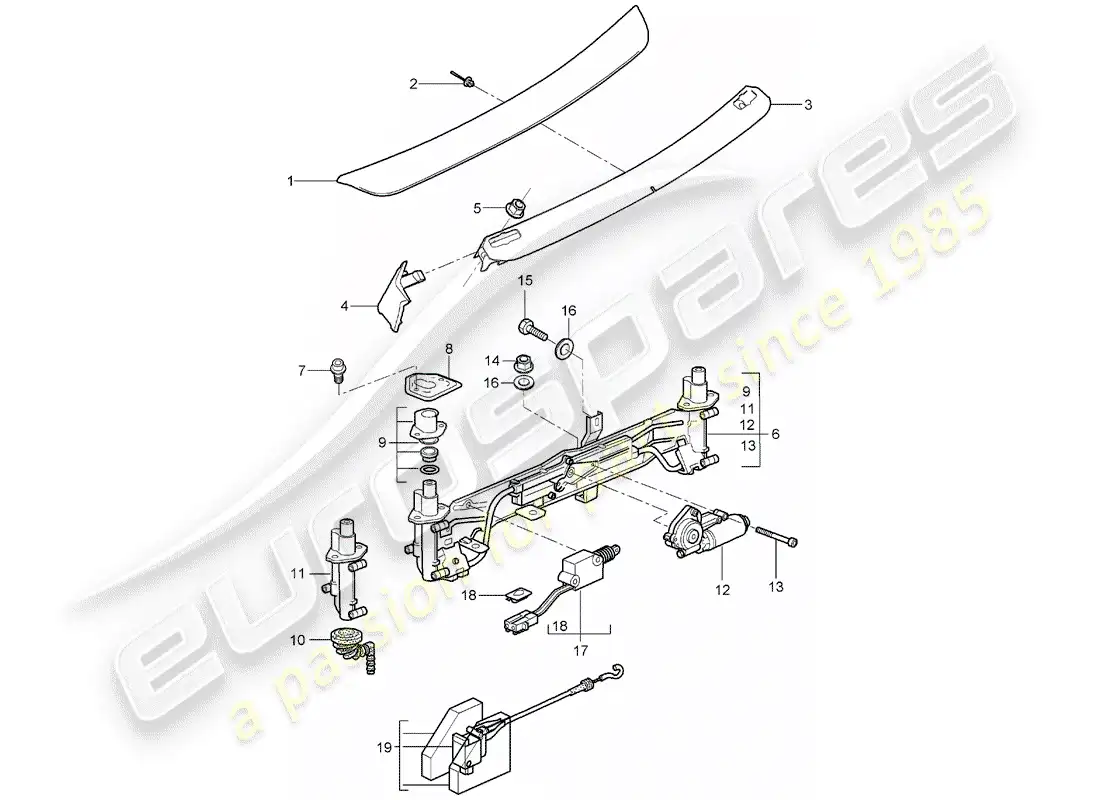porsche 2008 (987 boxster) rear spoiler parts diagram