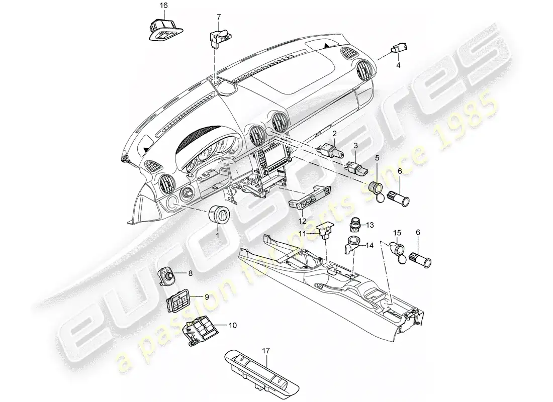 porsche 2006 (987 cayman) switch parts diagram