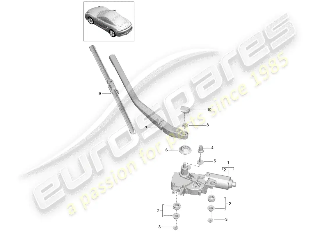 porsche 2016 (981 cayman) rear window wiper parts diagram