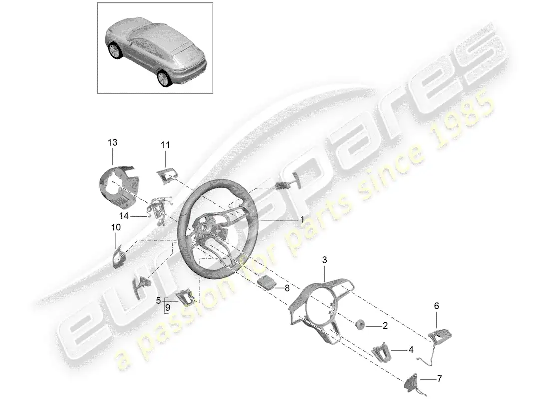 porsche 2020 (macan) steering wheel part diagram
