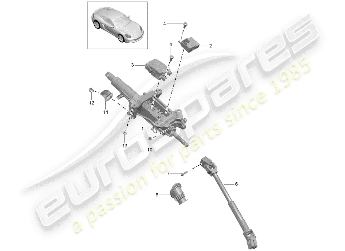 porsche 2019 (718 cayman) steering column parts diagram