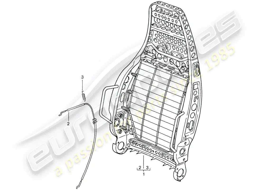 porsche 1987 (959) sports seat - backrest frame parts diagram
