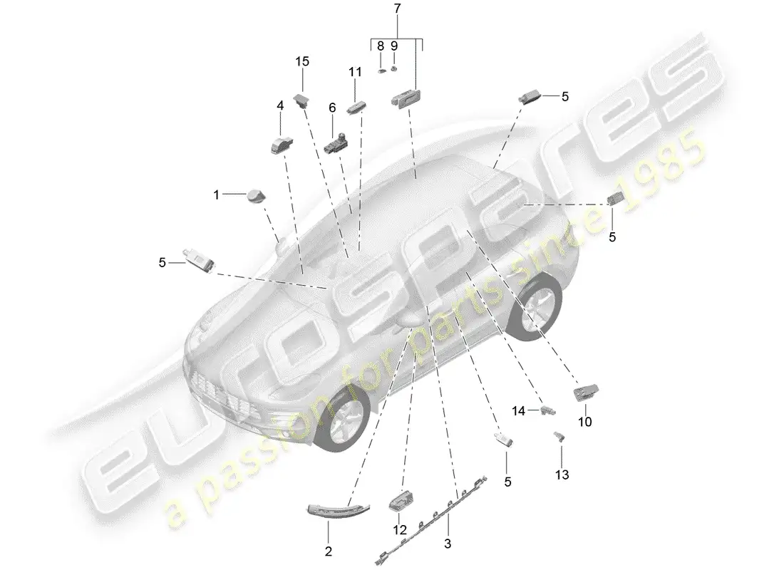 porsche 2017 (macan) interior light parts diagram