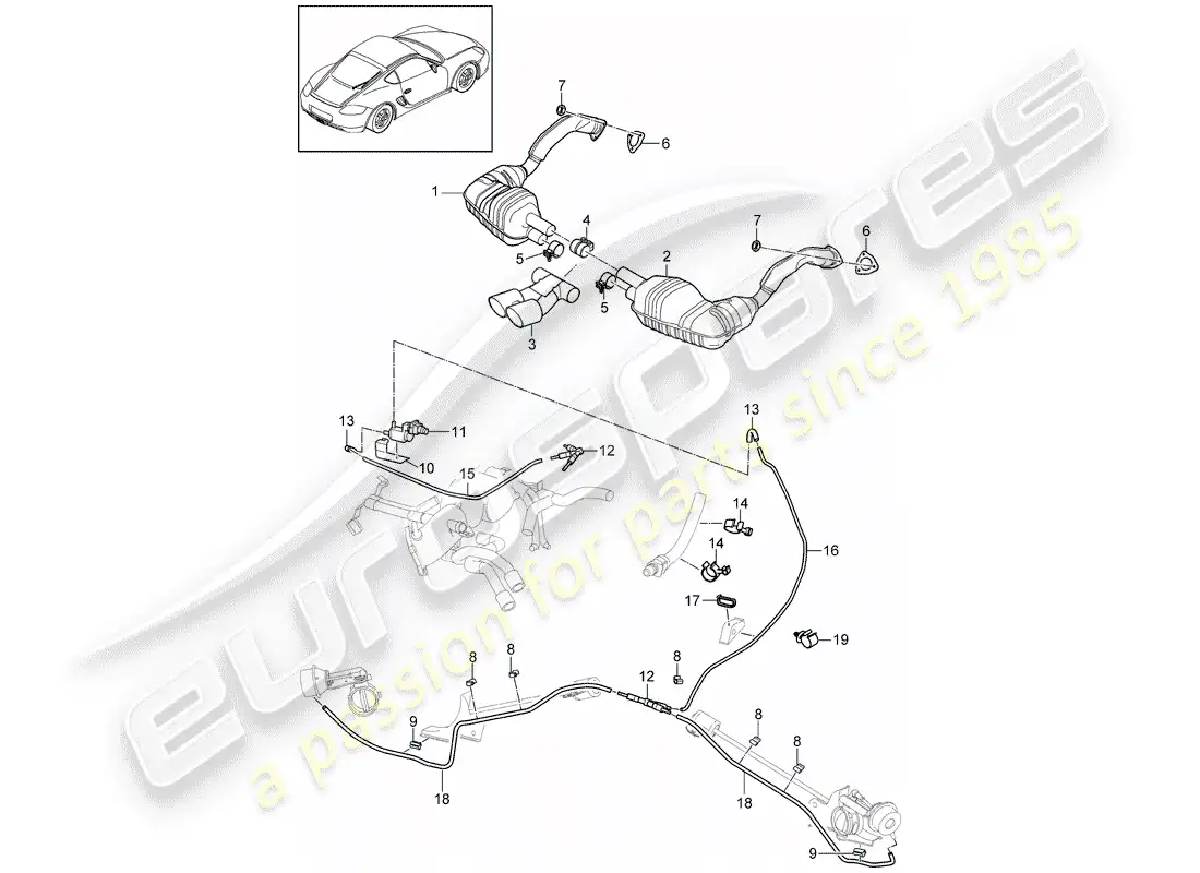 porsche 2009 (987 cayman) exhaust system parts diagram