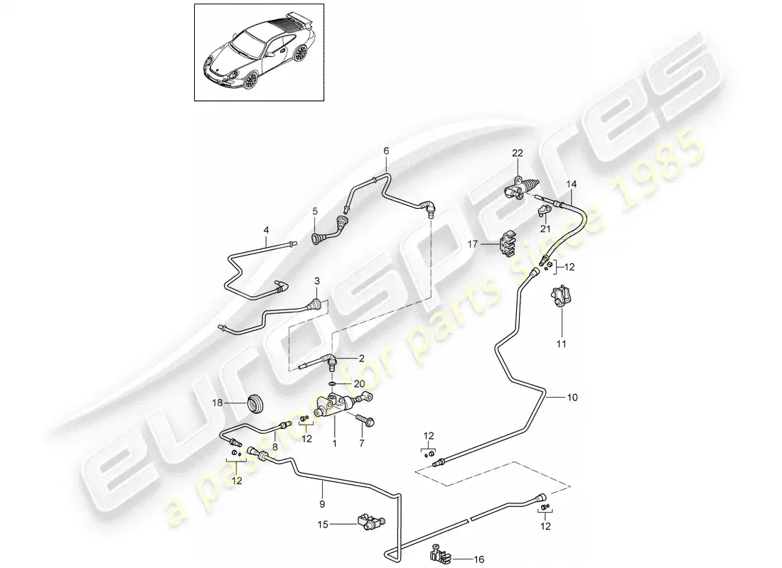 porsche 2007 (997-1 gt3) hydraulic clutch part diagram