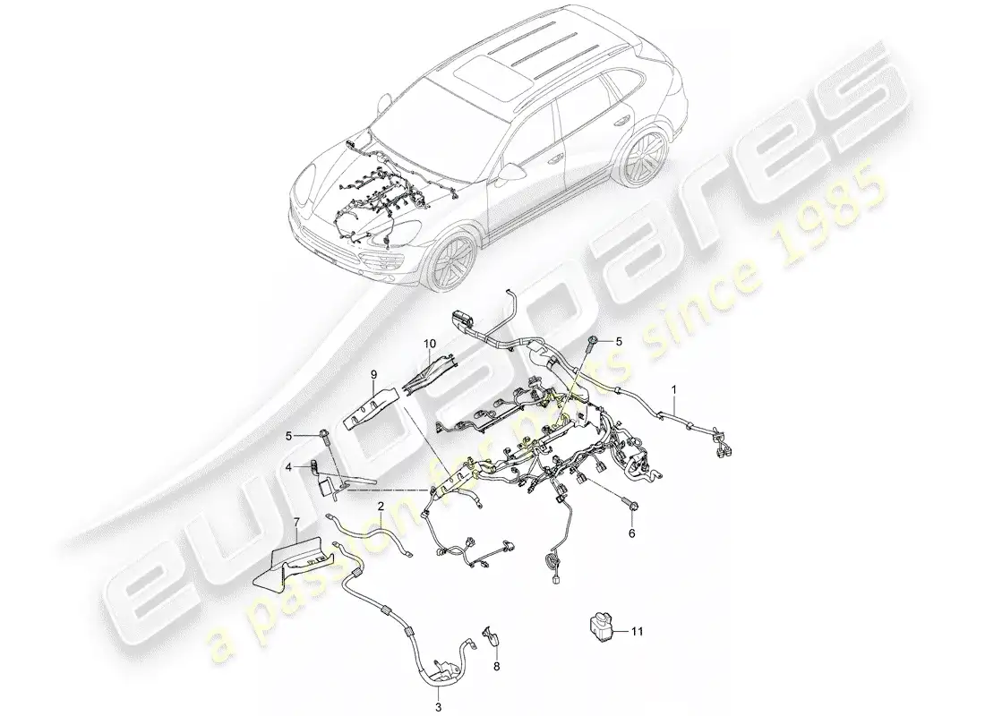porsche 2014 (cayenne e2 92a) wiring harnesses part diagram
