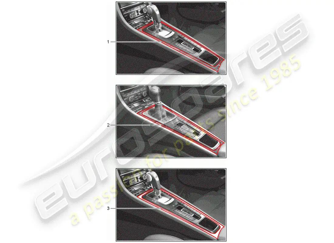 porsche 2015 (tequipment 98x/99x) trim parts diagram