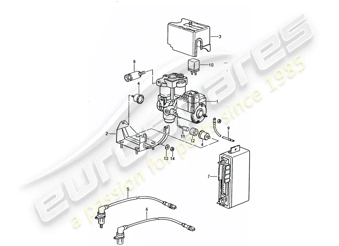 porsche 1987 (944) hydraulic unit - -abs- parts diagram