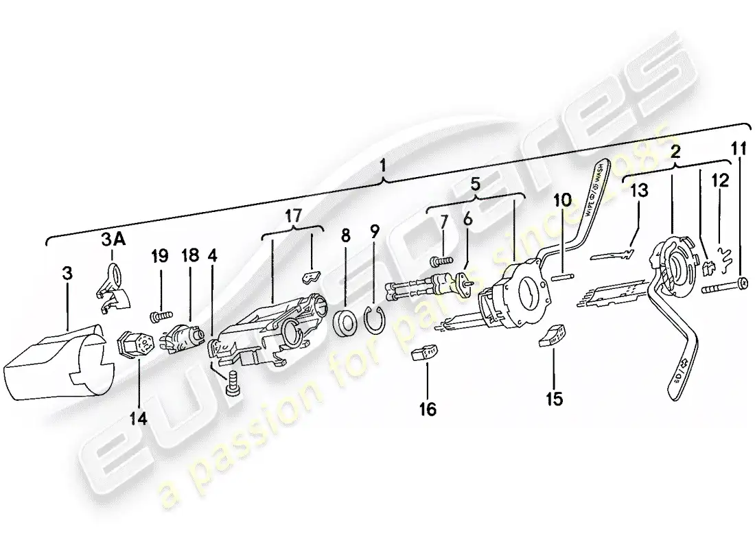 porsche 1978 (924) steering column switch parts diagram