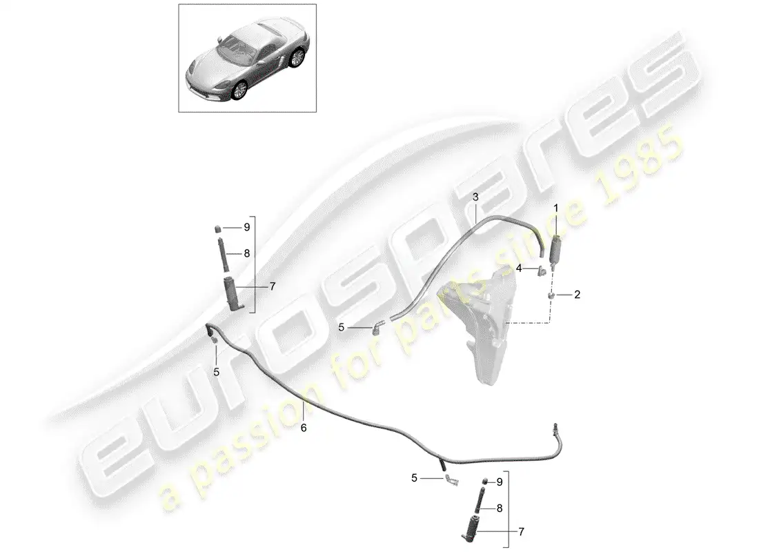 porsche 2018 (718 boxster) headlight washer system parts diagram