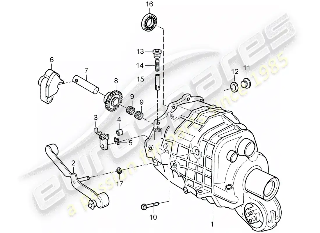 porsche 1998 (996) transmission case - transmission cover parts diagram